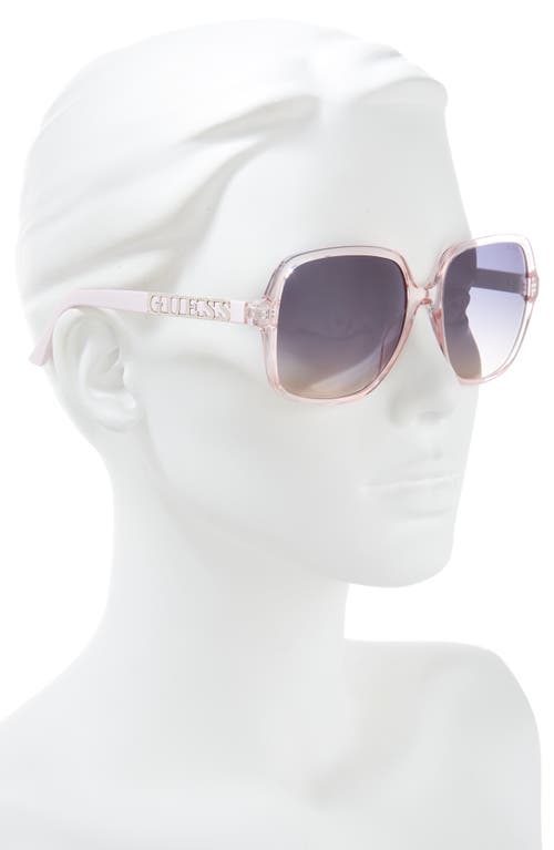 Shop Guess 58mm Square Sunglasses In Shiny Pink/gradient Blue