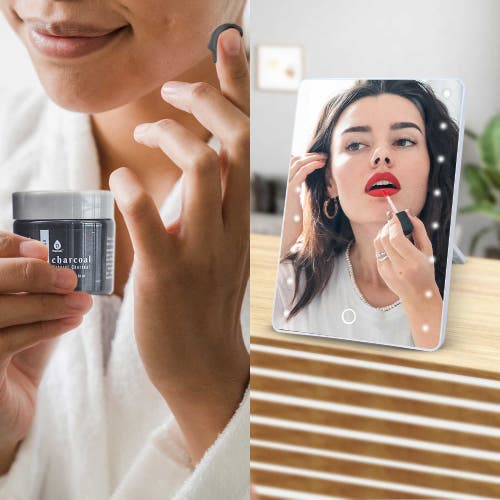 Pursonic Touchscreen Led Vanity Mirror And Luxurious Gel & Mud Face Mask Set In Multicolor 2
