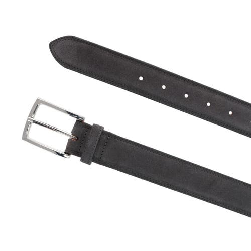 Trafalgar Armando Italian Suede 35mm Feathered Edge Belt In Light Grey