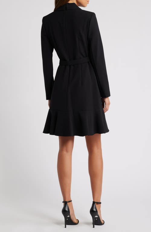 Shop Eliza J Long Sleeve Belted Blazer Dress In Black