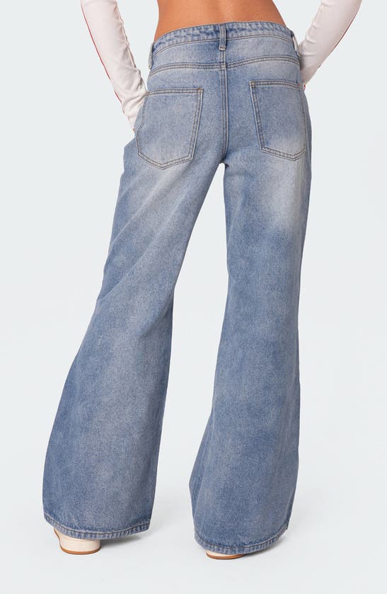 Edikted Women's Low Rise Wide Leg Jeans In Light-blue