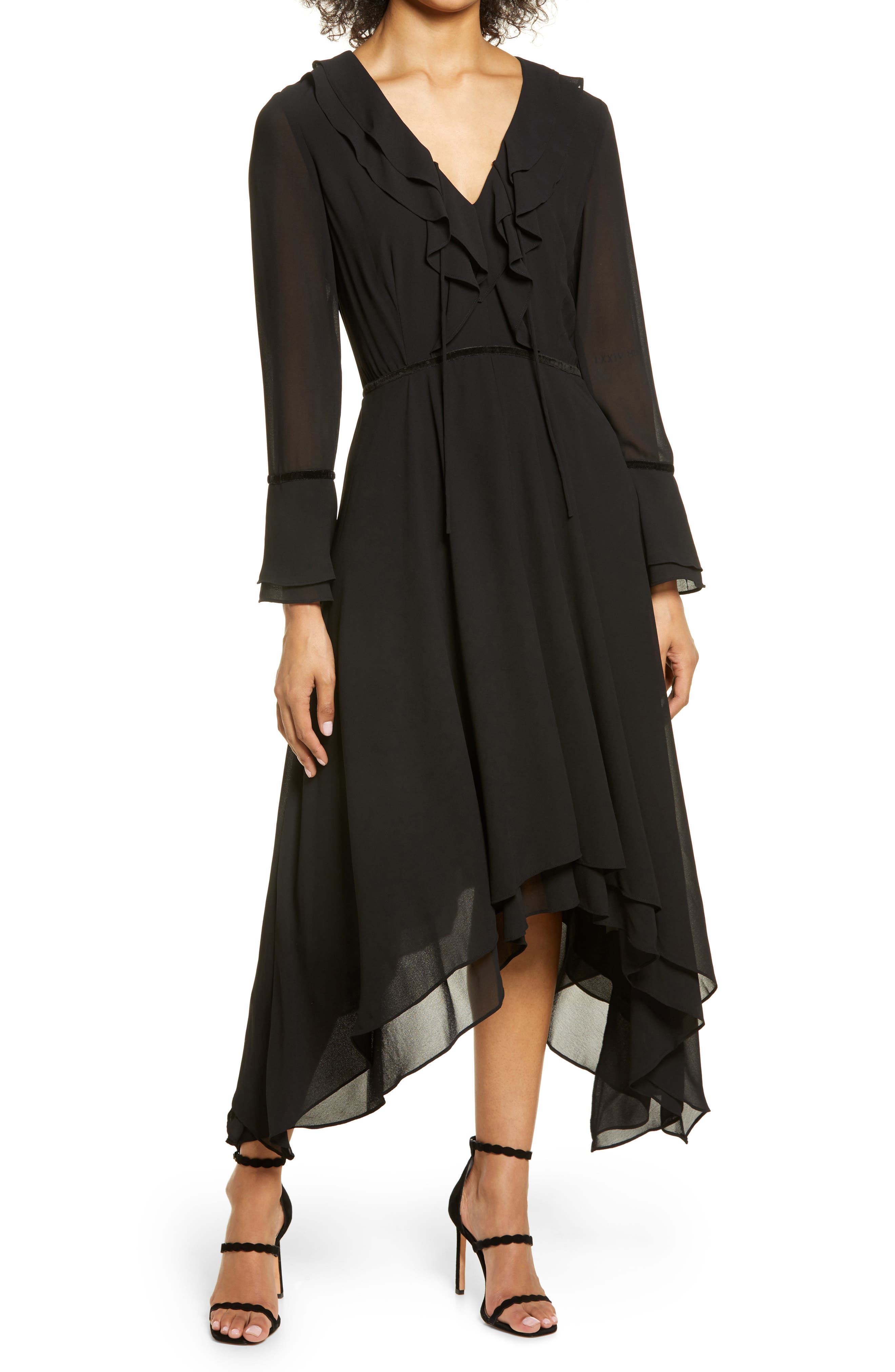 Ruffle Asymmetrical Long Sleeve buy Midi Dress SHANI