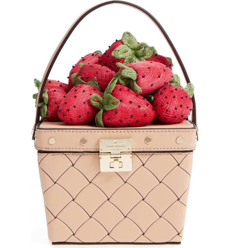 kate spade new york picnic perfect strawberry woven leather basket bag