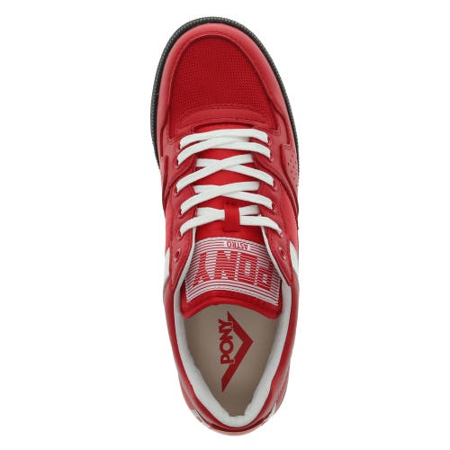 Pony Mens Astro Classic Genuine Leather Premium Lace Up Athletic Sneaker Shoe In Red/white