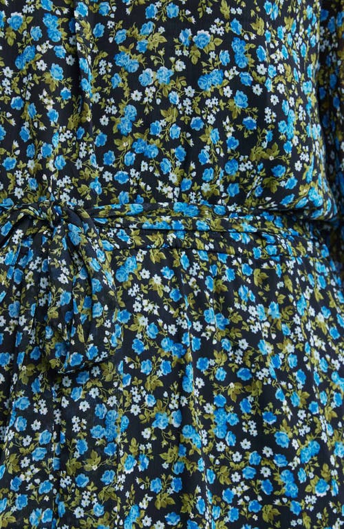 Shop Estelle Blue Iris Floral Long Sleeve Dress In Blue/green