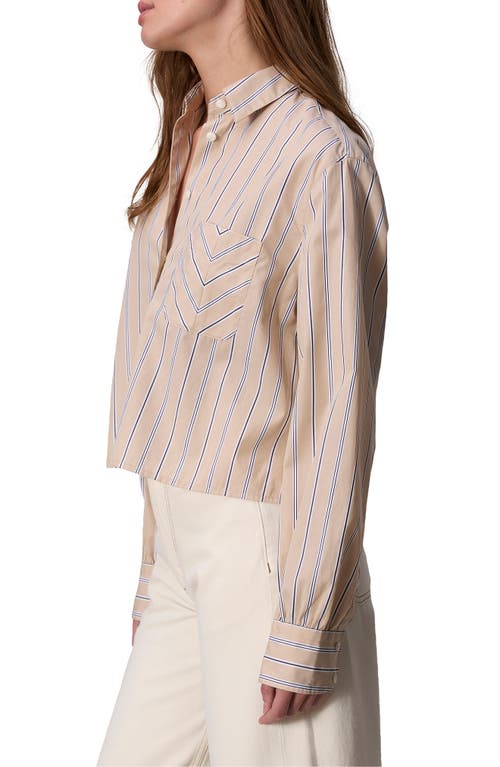 Shop Rag & Bone Maxine Stripe Crop Button-up Shirt In Khakimult