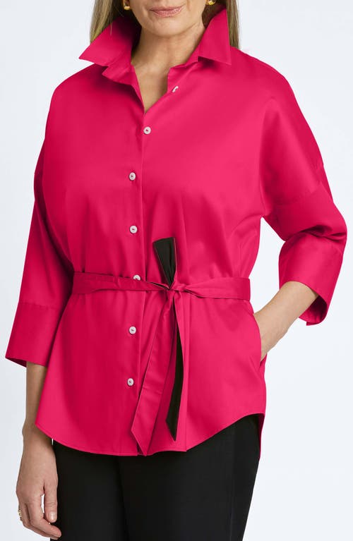 Shop Foxcroft Avery Stretch Button-up Shirt In Ruby Pink