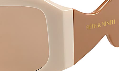 Fifth & Ninth Jade 53mm Polarized Rectangular Sunglasses In Tan/champagne