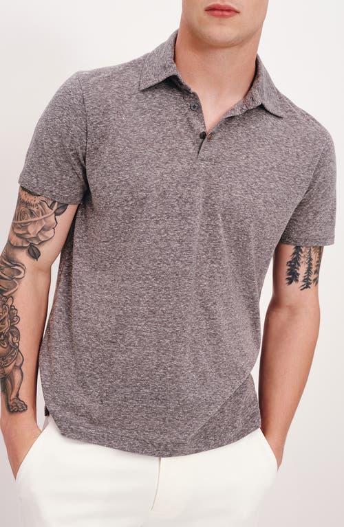 Shop Atm Anthony Thomas Melillo Textured Cotton Blend Polo In Heather Grey