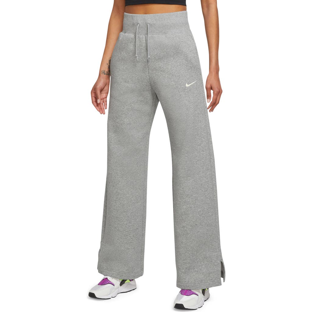 Nike Sportswear Phoenix High Waist Wide Leg Sweatpants In Grey