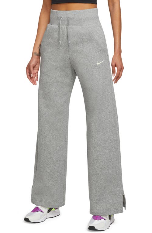 Nike Sportswear Phoenix High Waist Wide Leg Sweatpants In Dk Grey Heather/sail