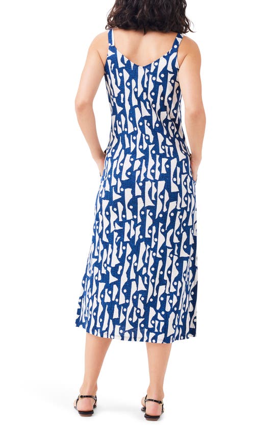 Shop Nzt By Nic+zoe High Seas Linen Blend Midi Tank Dress In Blue Multi