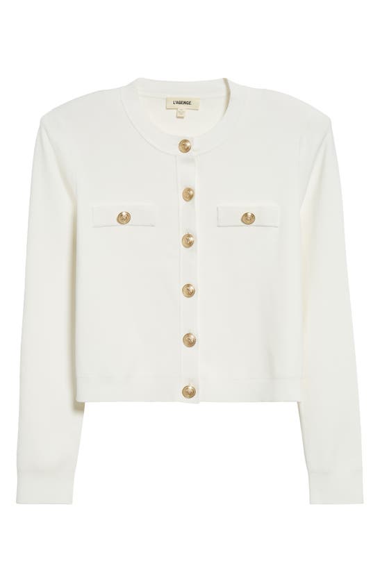 Shop L Agence Toulouse Crewneck Cardigan In Ivory