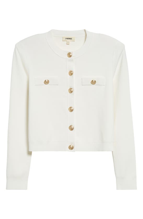 Shop L Agence L'agence Toulouse Crewneck Cardigan In Ivory