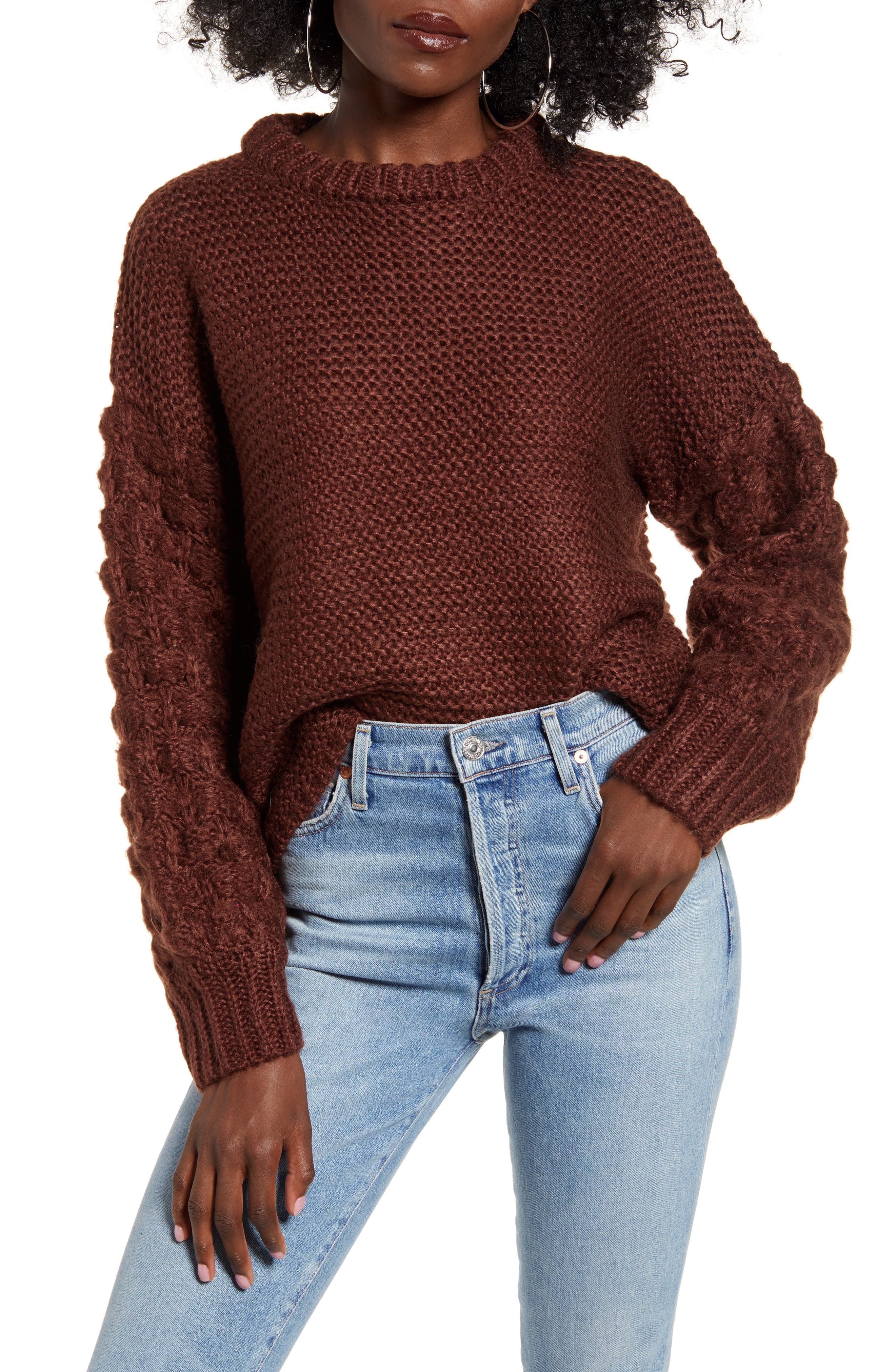 pom pom sleeve sweater