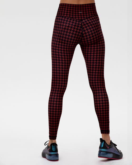 Rebody Active Hybrid Fleece Leggings High Waist 25" In Red/black
