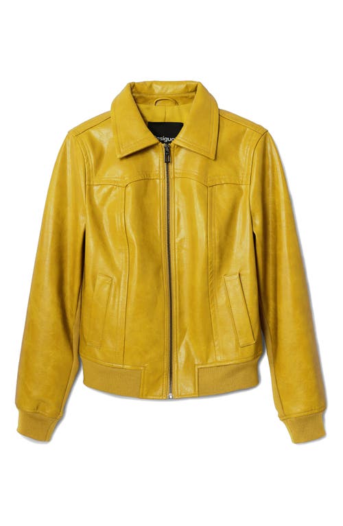 Shop Desigual Helsinki Faux Leather Jacket In Yellow