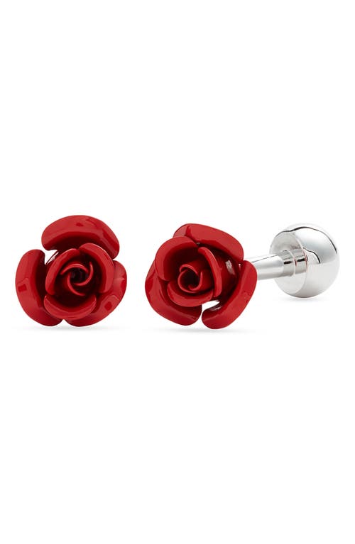 Rose Bud Cuff Links in Red