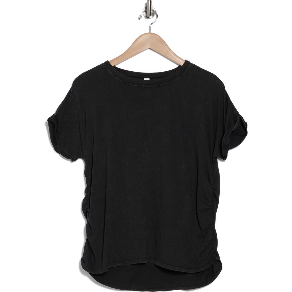 Z By Zella Vintage Wash Ruched T-shirt In Black