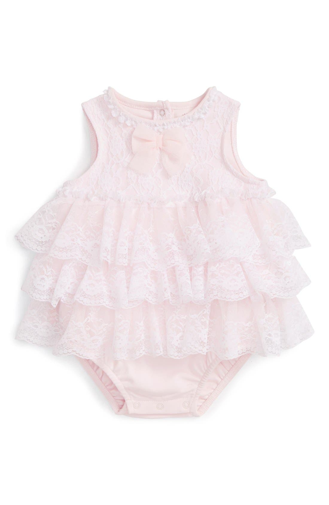 Little Me Lace Popover Sleeveless Bodysuit & Headband Set (Baby Girls