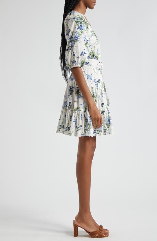 Shop Veronica Beard Dewey Floral Belted Dress In Off White Multi