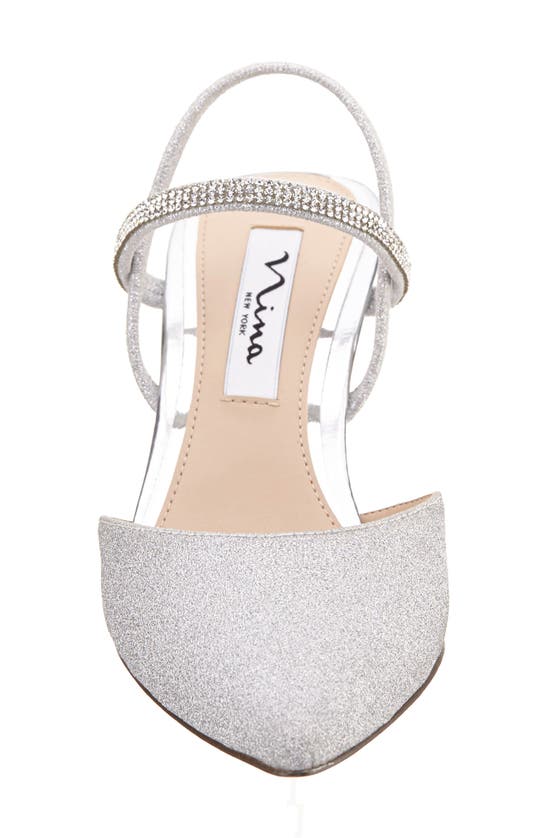 Nina Billie Womens Glitter Pointed Toe Slingback Heels In Silver