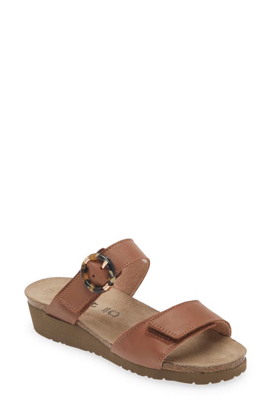 Shop Naot Anabel Wedge In Caramel Leather