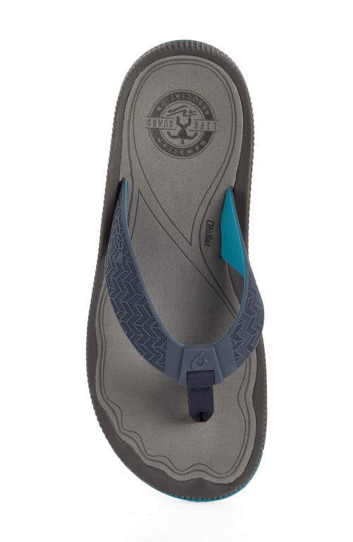 Olukai Awiki Flip Flop In Trench Blue/pavement