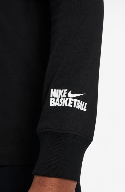 Shop Nike Kids' Sportswear Basketball Long Sleeve Cotton Graphic T-shirt In Black