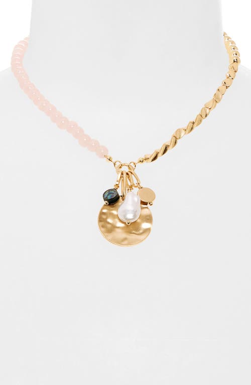 Shop Stephan & Co. Imitation Pearl Charm Pendant Necklace In Gold