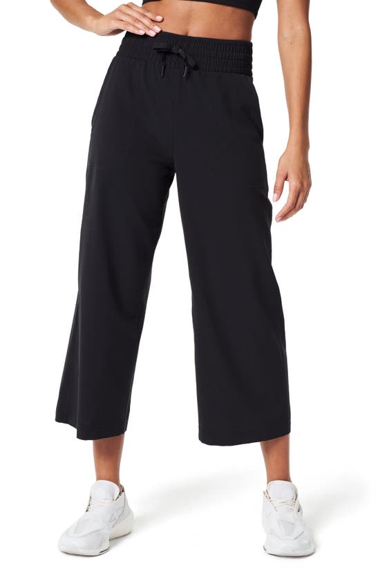 Shop Spanx ® Casual Fridays Elastic Waist Crop Wide Leg Pants In Very Black