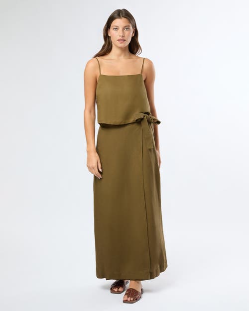 Shop Onia Air Linen Maxi Wrap Skirt In Olive