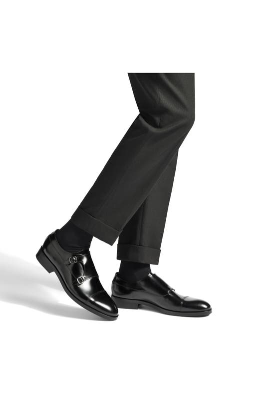 Kurt Geiger London Hunter Cap Toe Double Monk Strap Shoe In Black