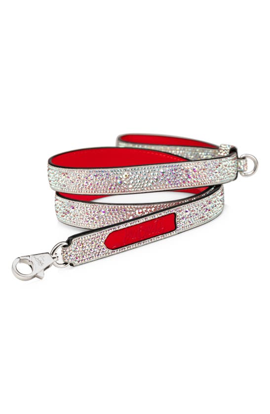 Christian Louboutin Loubileash Embellished Calfskin Leather Leash In Silver/ Loubi