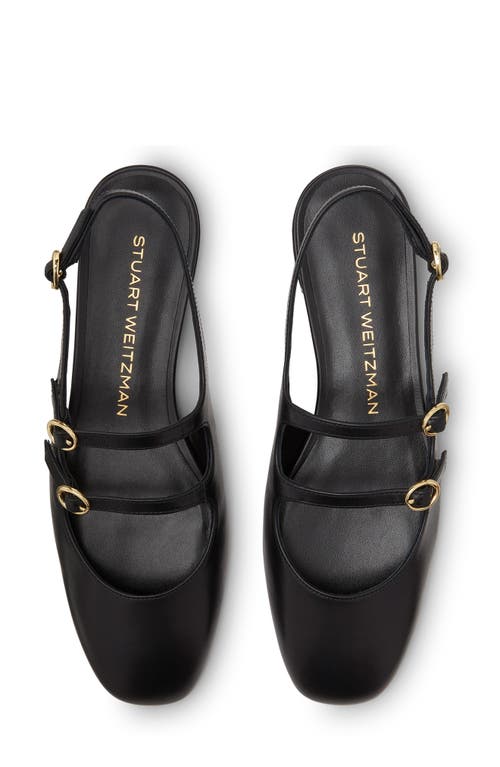 Shop Stuart Weitzman Benni Mary Jane Slingback Flat In Black