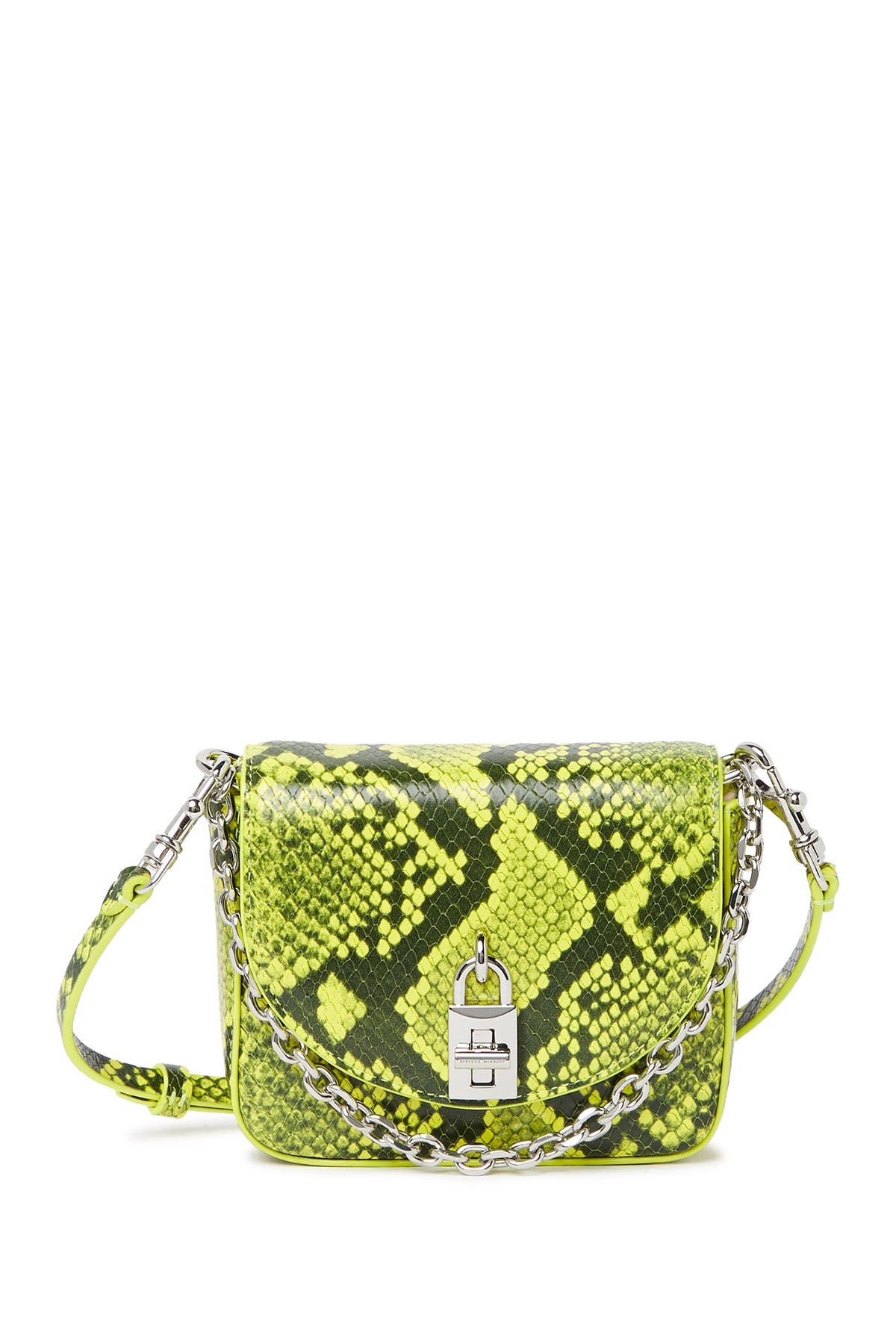 Rebecca Minkoff Leather Micro Crossbody Yellow Embossed 2024