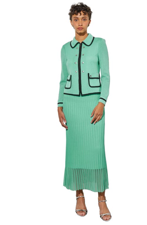 Ming Wang Contrast Trim Knit Jacket In Seaspray/black
