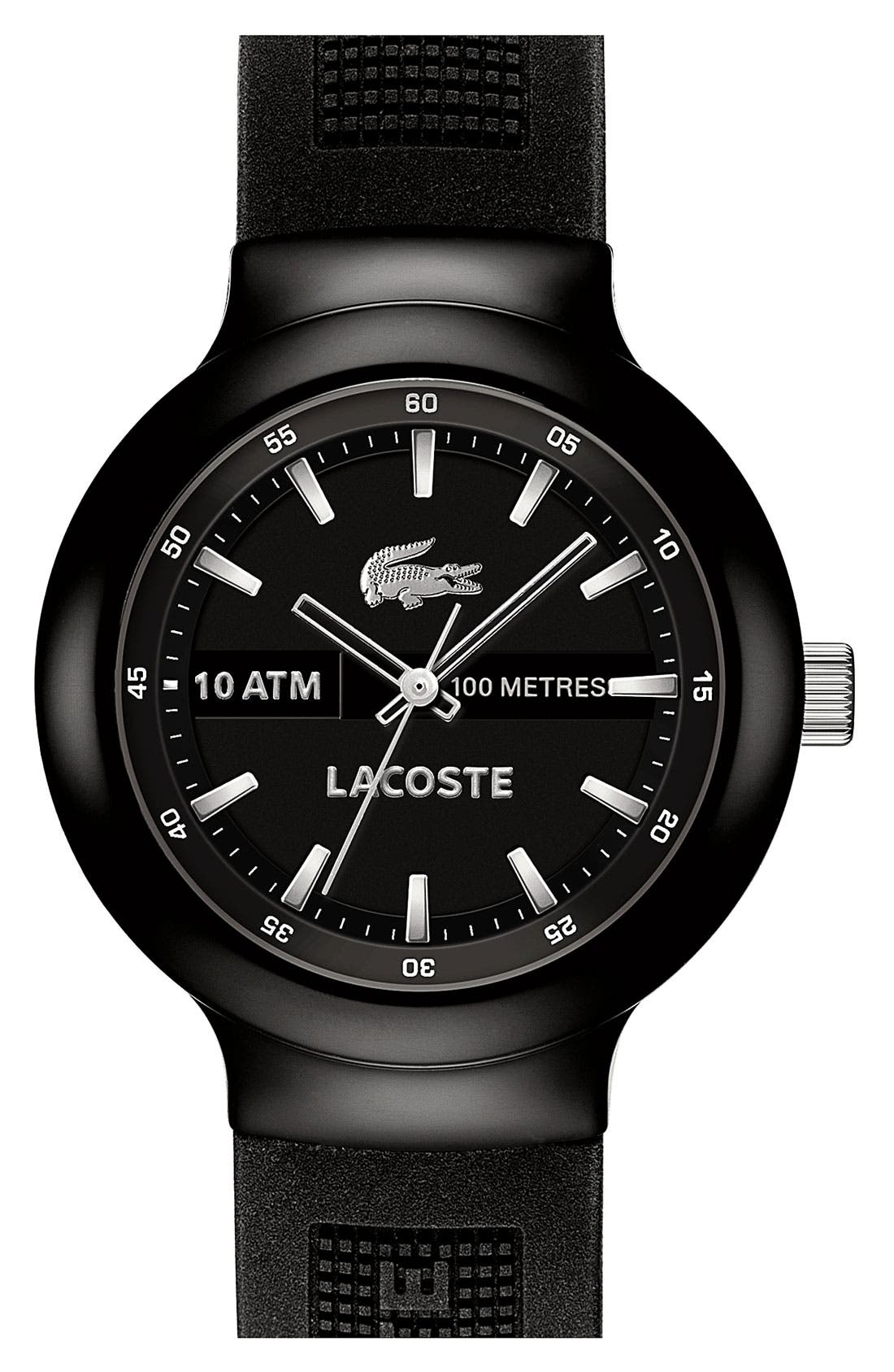 Lacoste 'Boreno' Silicone Strap Watch, 44mm Nordstrom
