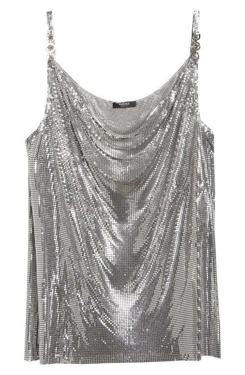 VERSACE VERSACE MEDUSA COWL NECK METAL MESH CAMISOLE 