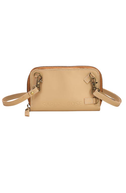 Sarep + Rose Clutch 's' Large Zip-around Crossbody Wallet Bag In Soft Gold