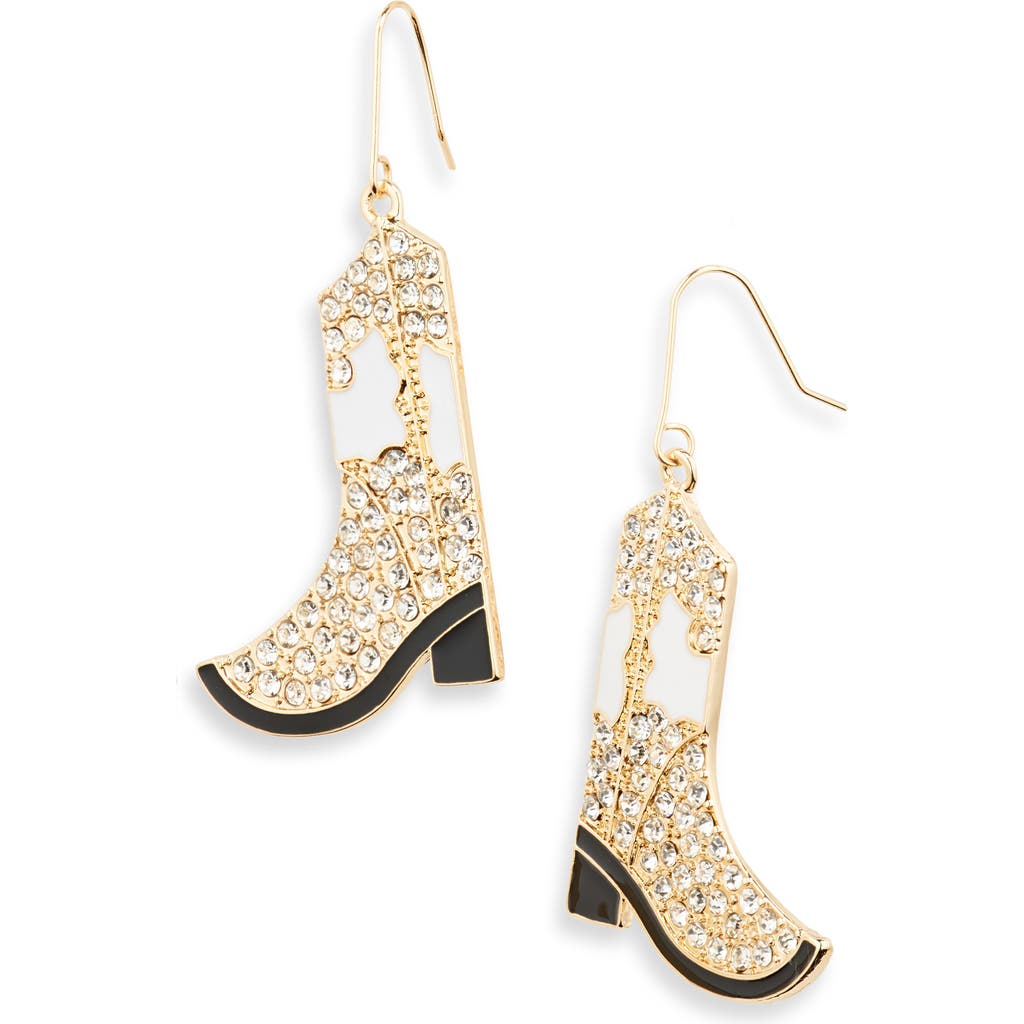 Shop Leith Cowboy Boot Drop Earrings In Pink- Gold