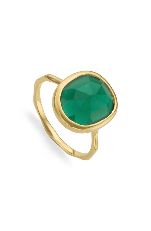 Monica Vinader 18ct Gold Plated Vermeil Silver Siren Medium Green Onyx Stacking Ring In Green Onyx/yellow Gold
