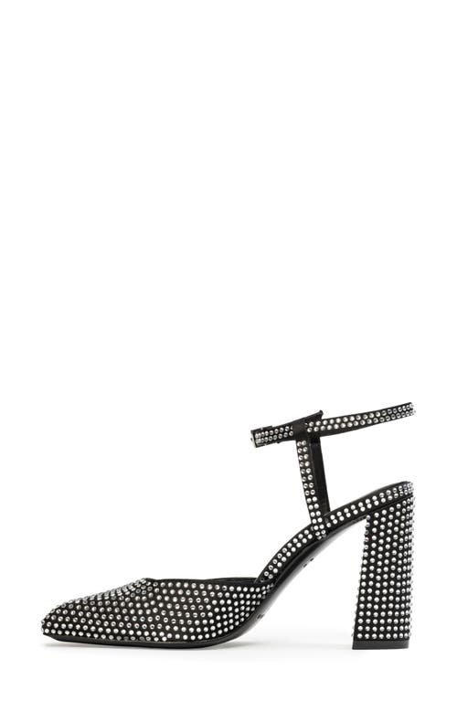 Black Suede Studio Meadow 90 Ankle Strap Pump In Black Satin