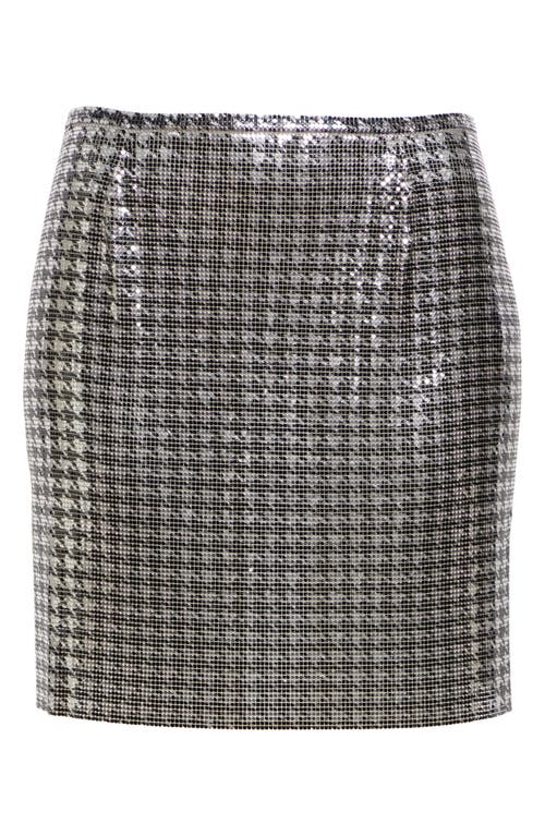 Shop Rabanne Houndstooth Metallic Mesh Miniskirt In Pied De Poule Silver Bla