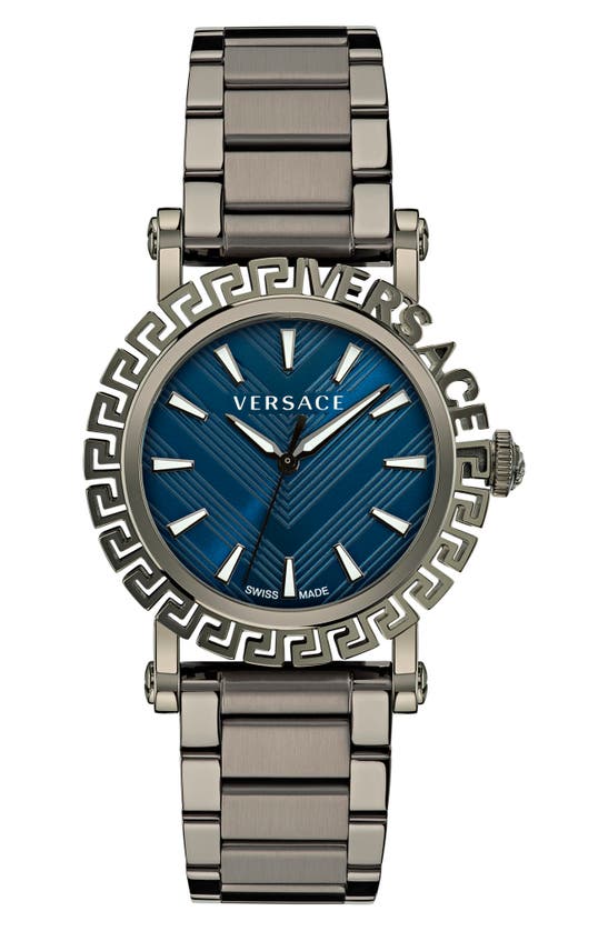 Versace Men's Greca Glam Ip Gunmetal Bracelet Watch, 40mm In Pnul