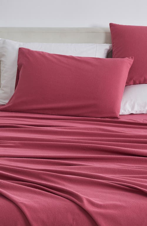 Woven & Weft Solid Cotton Flannel Sheet Set In Pink Frost