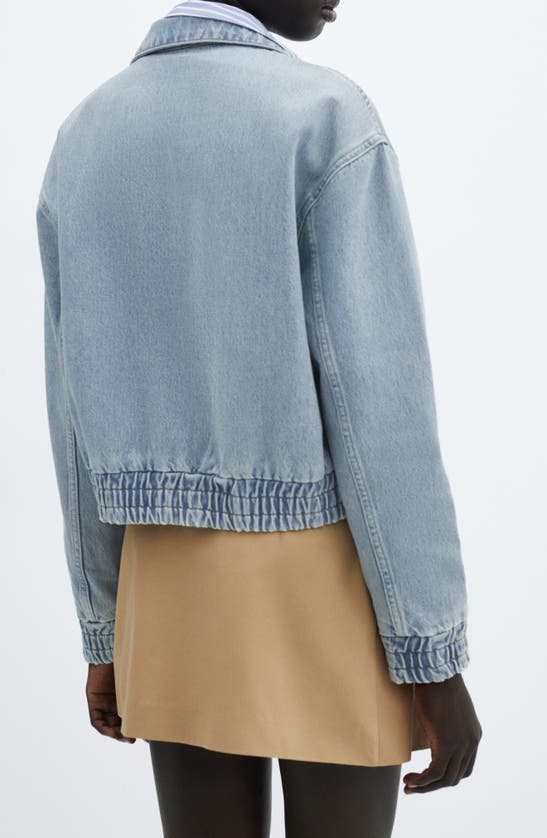 Mango Denim Bomber Jacket In Light Blue