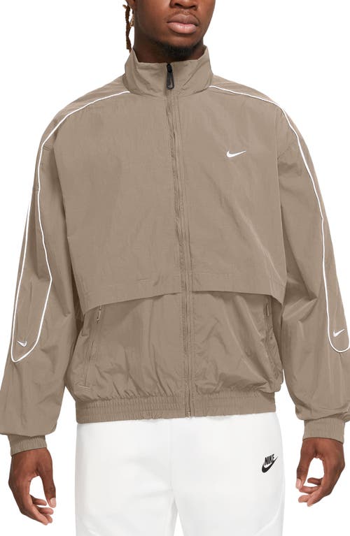 Shop Nike Solo Swoosh Track Jacket In Khaki/white