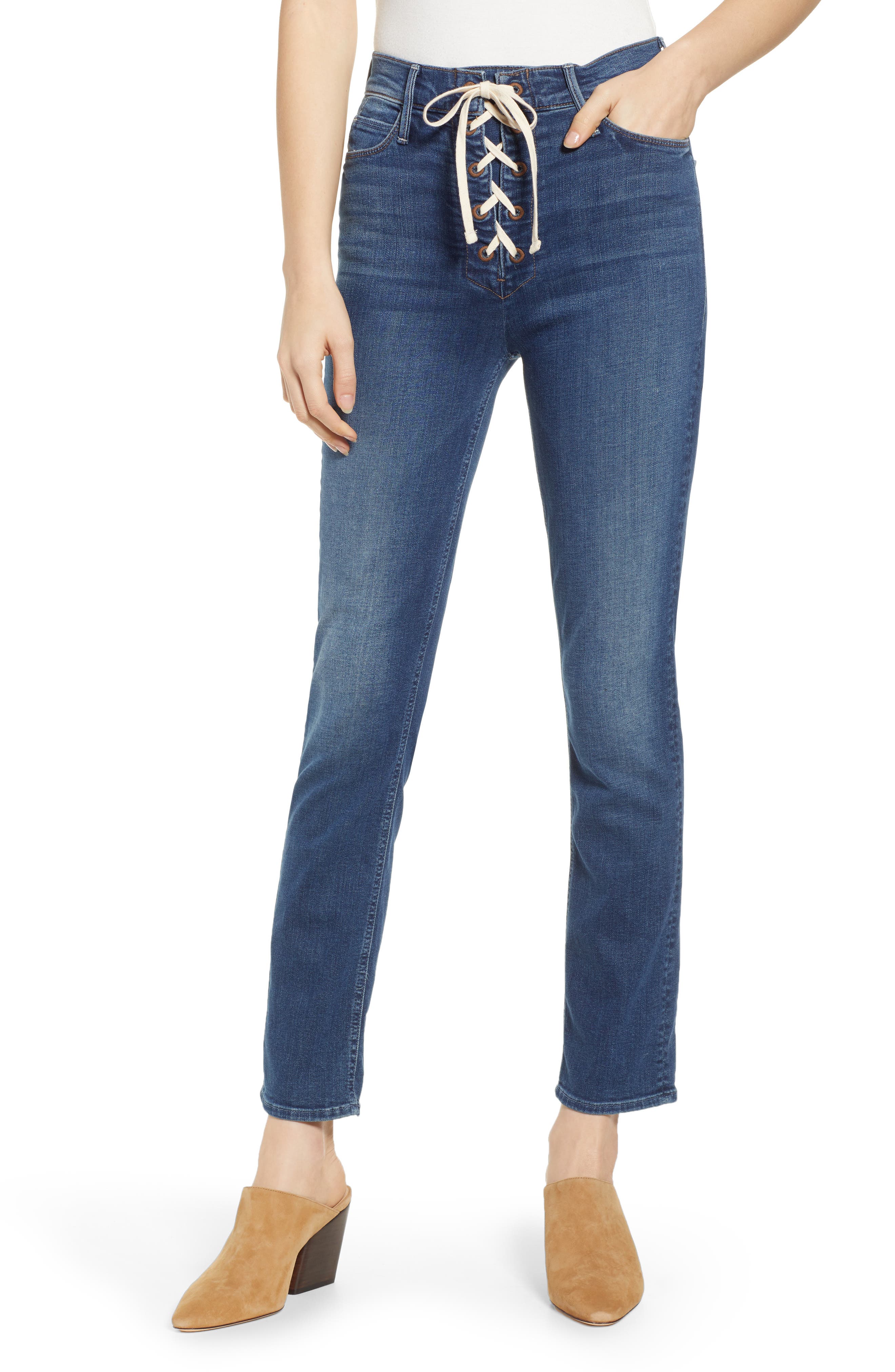 mother lace up jeans