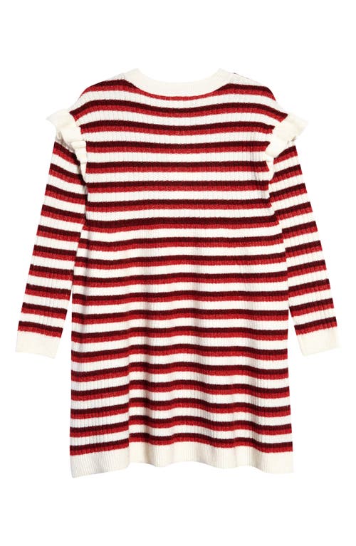 Shop Nordstrom Matching Family Moments Stripe Ruffle Sweater Dress In Ivory Egret- Red Stripe
